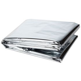 safWindproof Emergency Blanket; Outdoor Survival First Aid; Military Rescue Kit; Waterproof Foil Thermal Blanket For Camping Hiking (Color: Silvery)